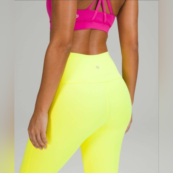 Lululemon Neon Yellow Leggings Wunder Under High-Rise Tight - Picture 1 of 7